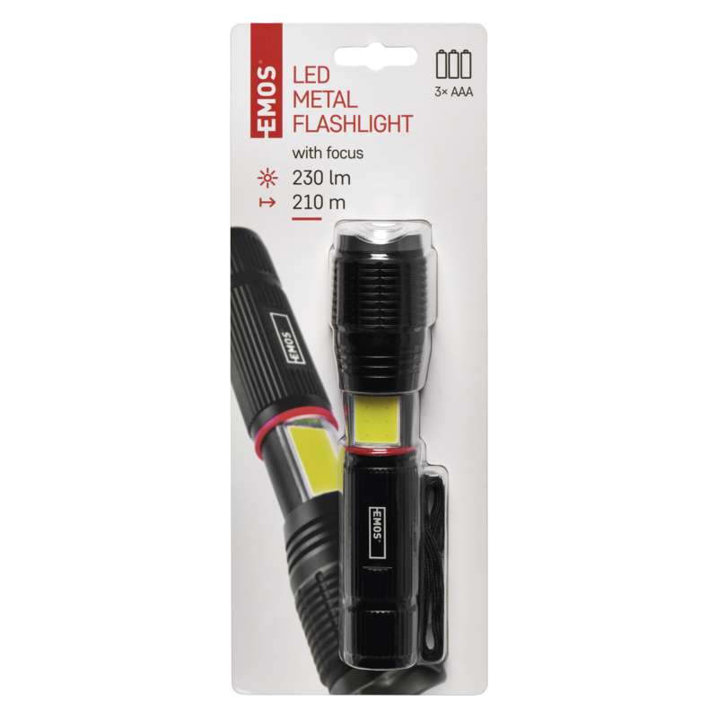 LED lukturis 3W COB+5W LED 230lm ZOOM + magnēts (3xAAA) EMOS P3111