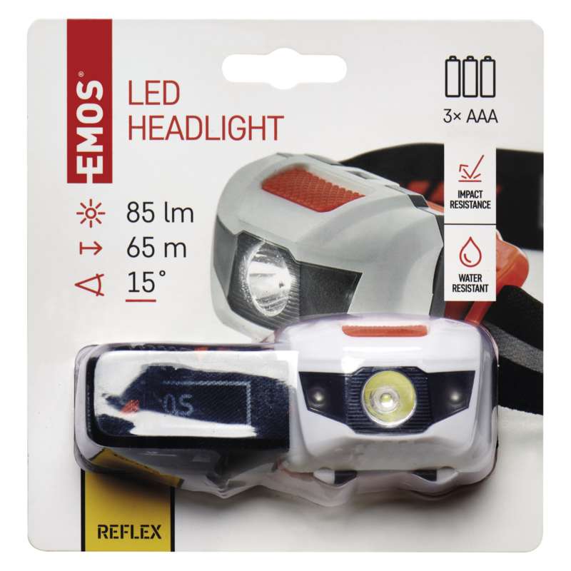 LED lukturis galvas 1W+ 2x sarkanas LED 85lm 65m (3xAAA) EMOS P3521