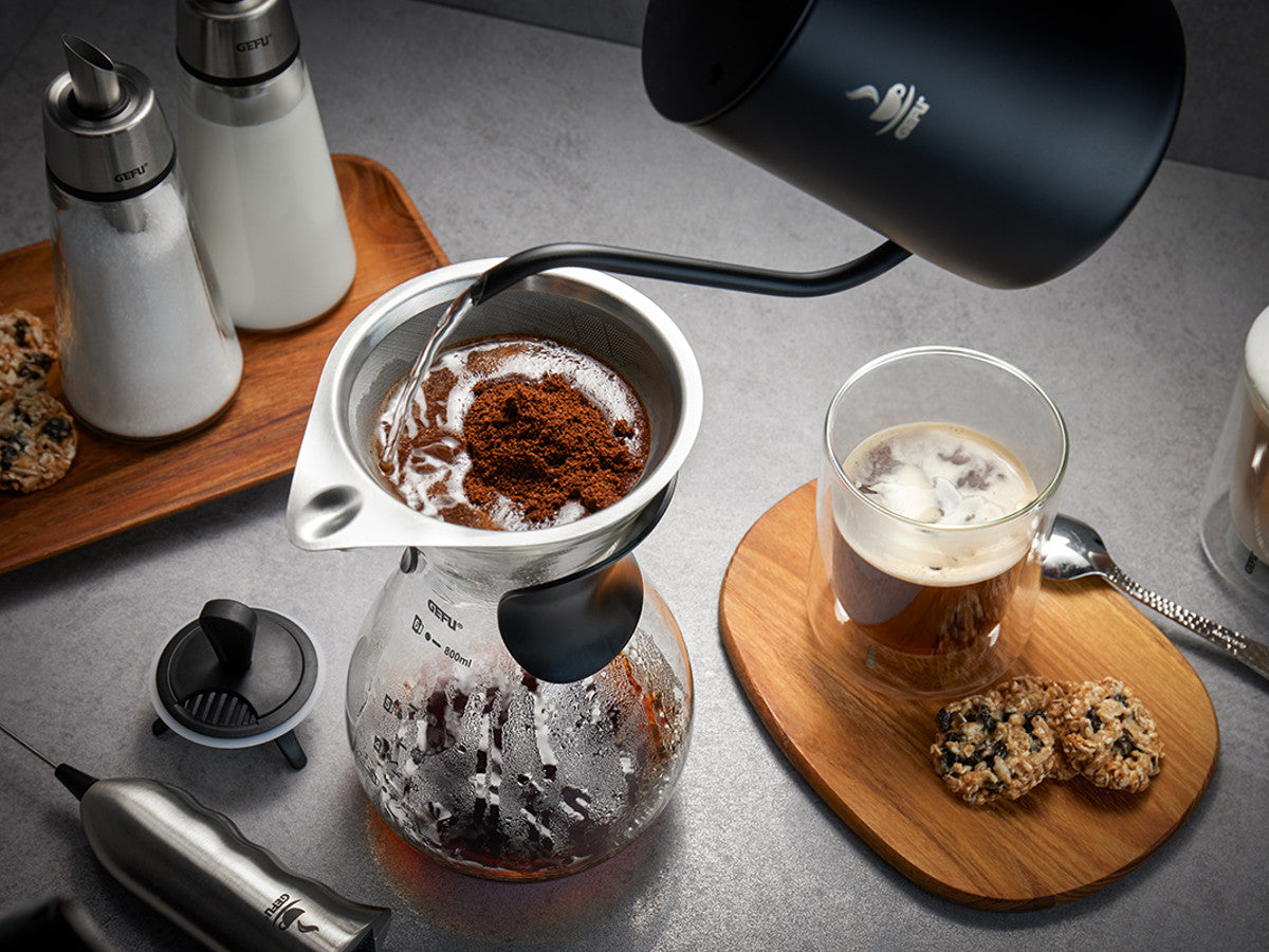 Stikla kafijas karafe Pour Over GEFU BUTIO, 800ml, komplektā ar metāla filtru