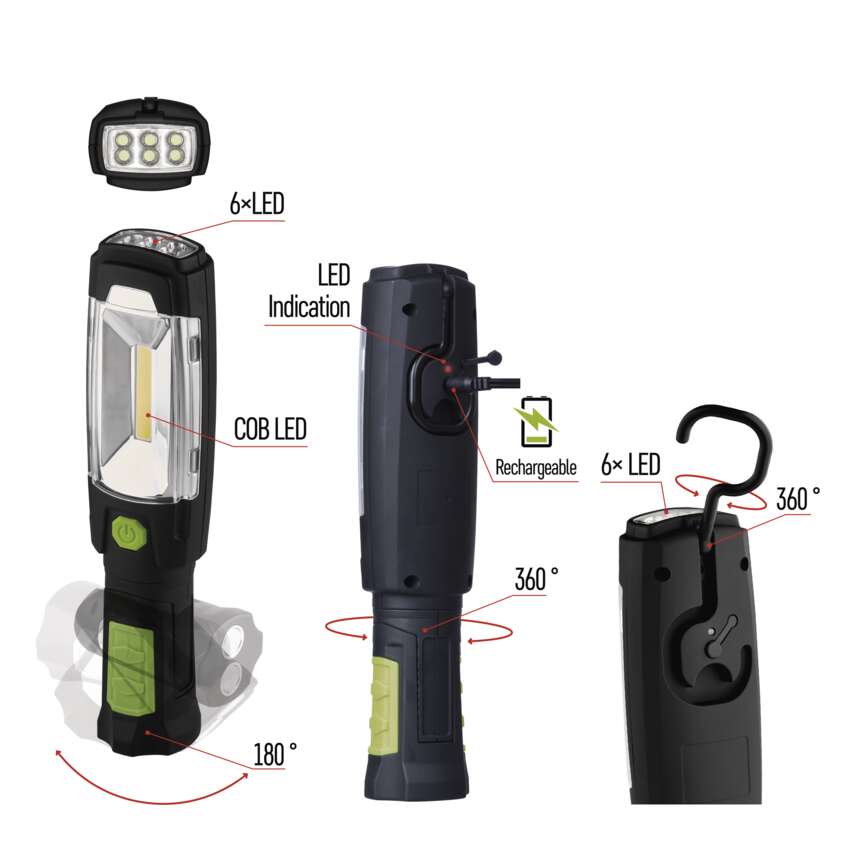 COB LED + LED uzlādējama lampa darbam EMOS P4518, 380 lm, 2500 mAh