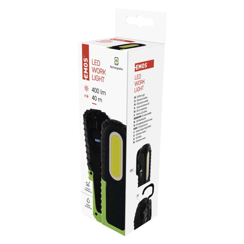 COB LED + LED uzlādējama lampa darbam P4531, 400 lm, 2000 mAh