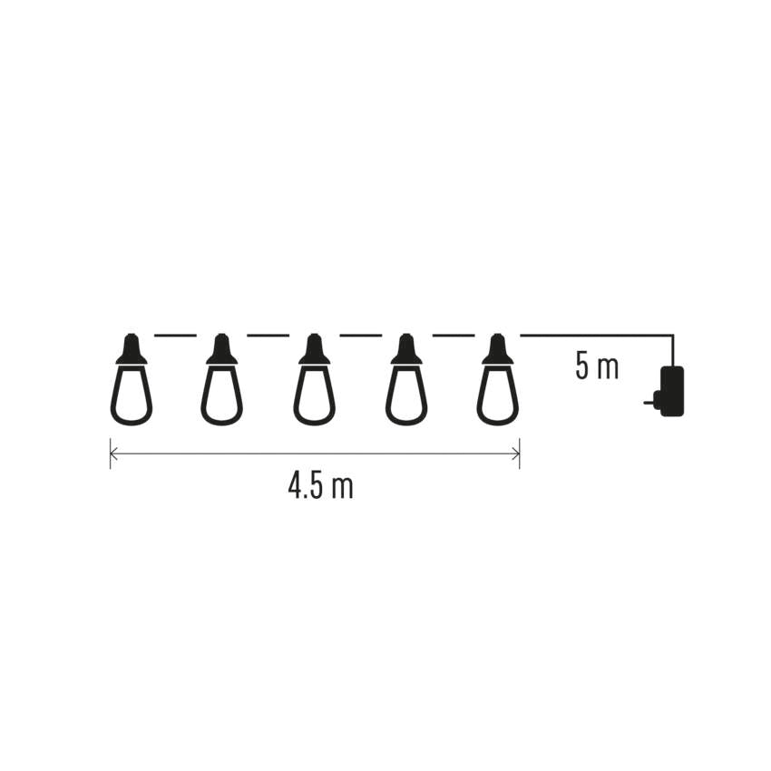 Gaismas virtene Party 10LED 5W IP44 4.5m EMOS Vintage