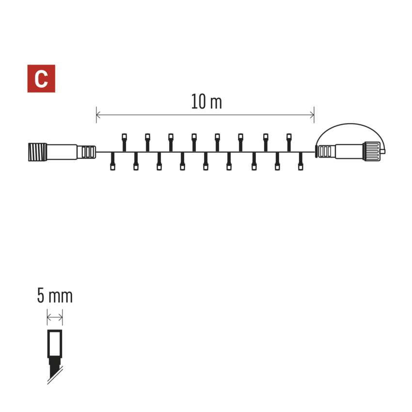 Savienojamā virtene EMOS Connect System 10m, IP44, bez barošanas bloka, zaļa