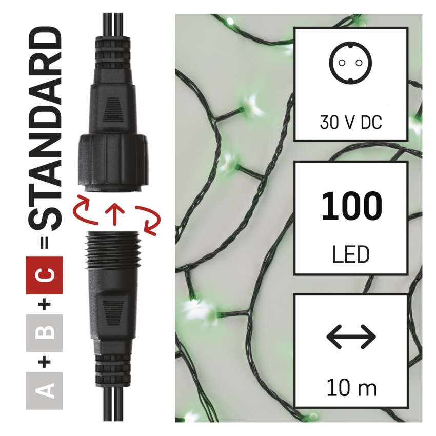 Savienojamā virtene EMOS Connect System 10m, IP44, bez barošanas bloka, zaļa