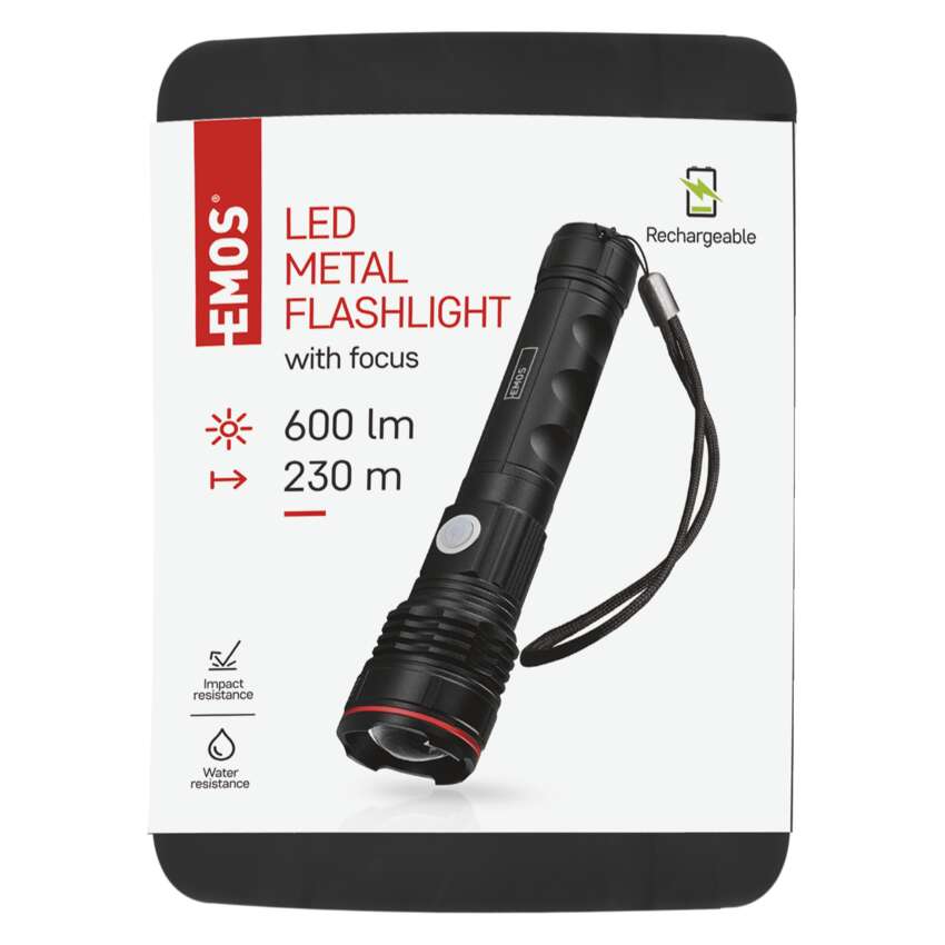 LED uzlādējams metāla lukturis EMOS P3116, 600 lm