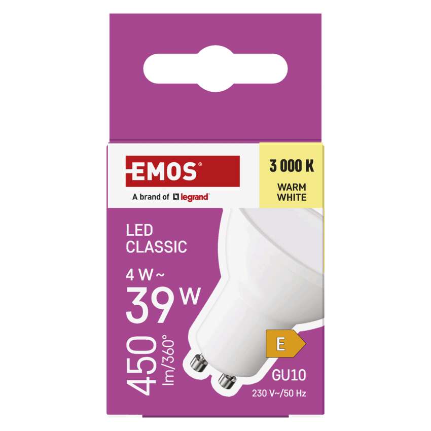 LED spuldze EMOS GU10 4W 450lm 3000K