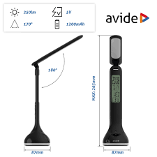 LED galda lampa-kalendārs AVIDE uzlād. 5W 4000K melna
