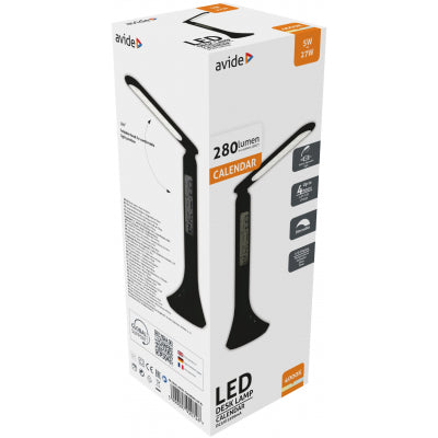 LED galda lampa-kalendārs AVIDE uzlād. 5W 4000K melna