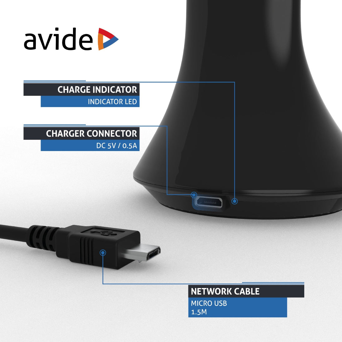 LED galda lampa-kalendārs AVIDE uzlād. 5W 4000K melna