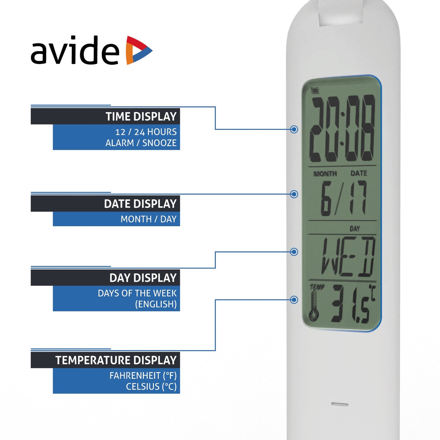 LED galda lampa-kalendārs AVIDE uzlādējams 5W 4000K
