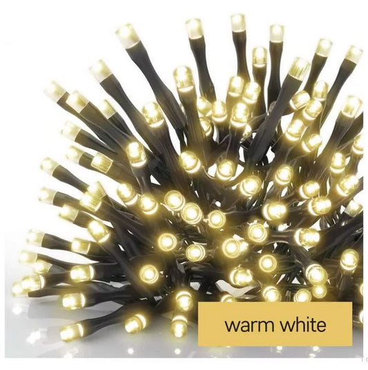 Virtene Zimassvētku 100LED bez barošanas bloka 1.2W WW IP44 10m kabelis melns EMOS D1AW03