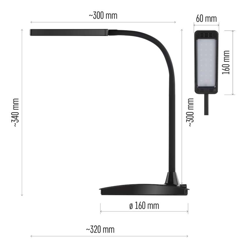 LED Galda lampa EMOS Eddy 6W 360lm 3000K-6800K DIM melna