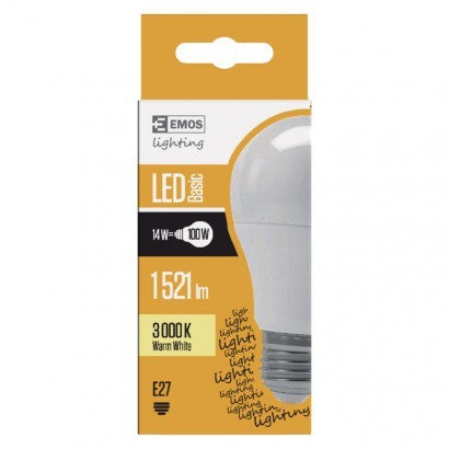 LED spuldze GLS A60 E27 14W 230V 1521lm 3000K EMOS ZL4018