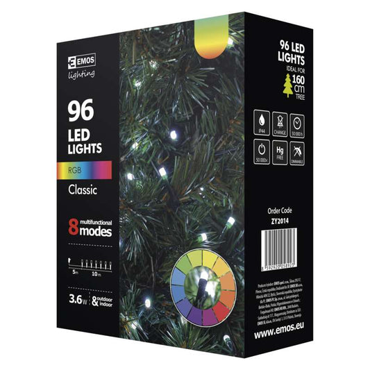 LED virtene EMOS  96LED 3.6W RGB 8MODES IP44 10m ZY2014