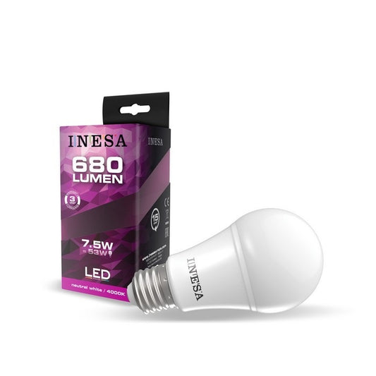 'LED spuldze INESA GLS E27 7.5W 240V 680lm 3000K 180'' 60601'
