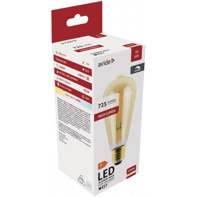LED spuldze AVIDE VINTAGE Filament ST57 E27 7W 725lm 2500K dim.