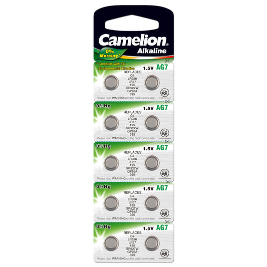 Baterijas CAMELION AG7 (V395) Alkaline, 10gb.