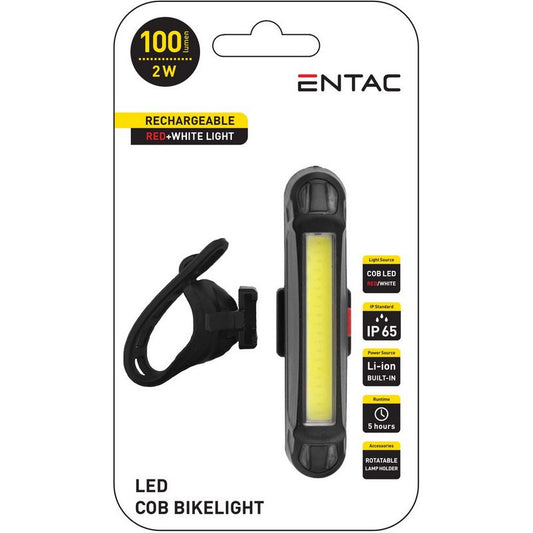LED velo lukturis 2W, lādējams USB, 100lm sarkans/balts  mirgojošs IP44 ENTAC