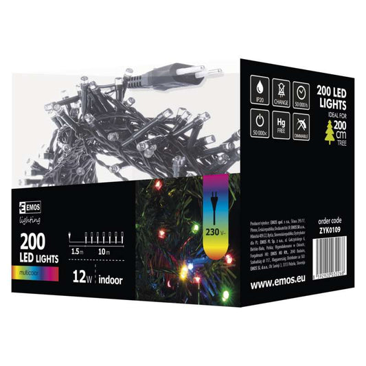 LED virtene EMOS 200LED 12W krāsaina IP20 10m ZYK0109